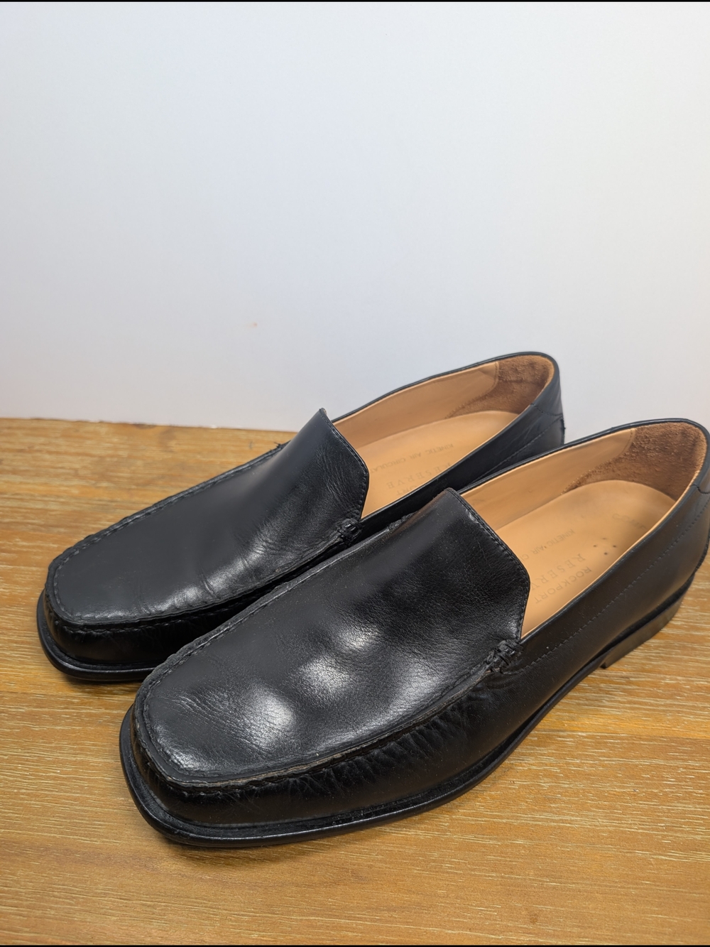 Rockport Reserve Black Leather Loafers Men’s Size 9M Comfort Dress Slip On Shoes